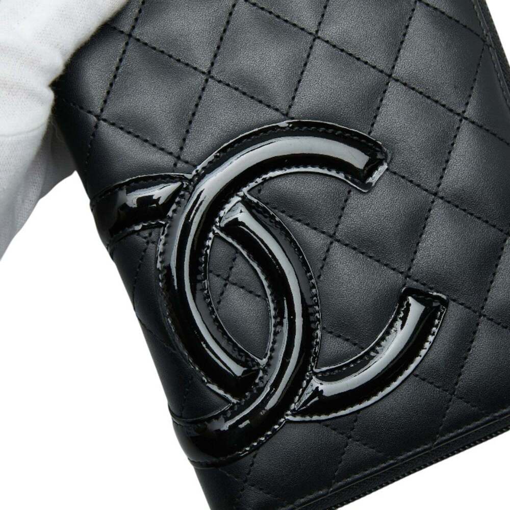 CHANEL Authentic Black Leather Logo Wallet - Picture 4 of 12